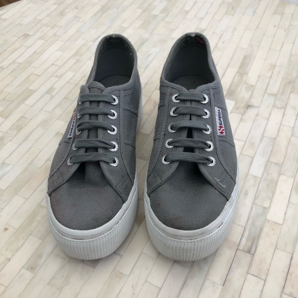 Superga Grey Platform Sneakers
